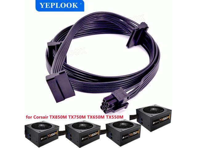 PCIe 6Pin to 3 SATA 15Pin SSD Power Supply Cable For Corsair TX850M TX750M TX650M TX550M TX-M Series Semi Modular PSU 50+15+15cm