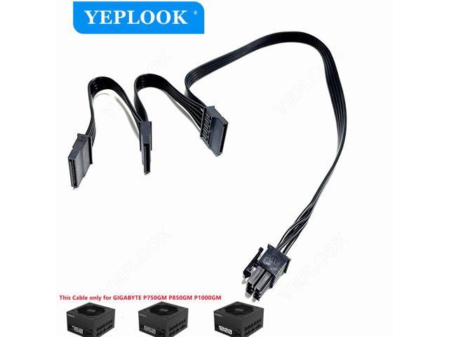 PCIe 6Pin to 3 SATA Hard Driver SSD Power Supply Cable For GIGABYTE P750GM 750W P850GM 850W P1000GM 1000W Gold Fully Modular