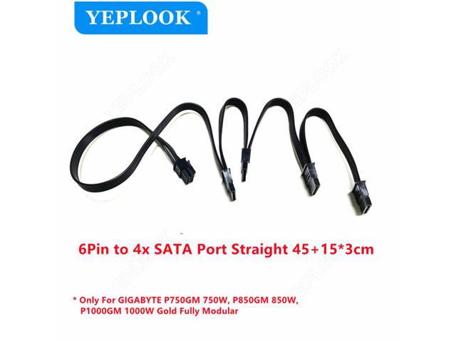 PCIe 6Pin to 4 SATA Straight Hard Driver SDD Power Cable For GIGABYTE P750GM 750W, P850GM 850W, P1000GM 1000W Gold Fully Modular