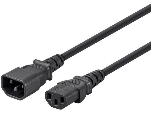 3-Prong Extension Cord - 6 Feet - Black | IEC 60320 C14 to IEC 60320 C13 18AWG 13A 125V
