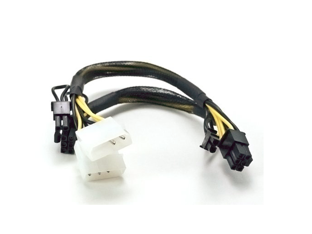 AYA 14" 2x 4-Pin Molex to 8" PCIE2 8-Pin (6+2) + 6" PCI2 8-Pin (6+2) Power Adapter Converter AYA-4P62-MP