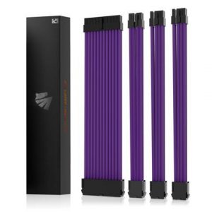 Asiahorse 18AWG Purple Sleeved Cable PSU Extension Cable Kit with 24 PIN 6+2 PIN 4+4 PIN Sleeved Extension Cables for ATX Power Supply With Two Color Cable Combs