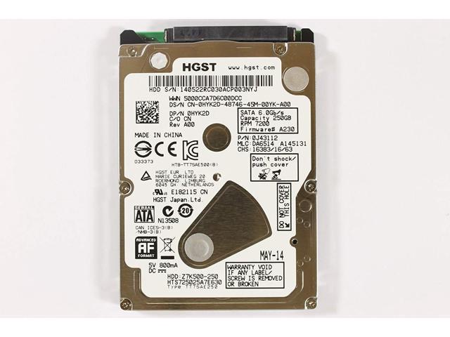 HGST Travelstar Z7K500 HTS725025A7E630 250 GB 2.5" Internal Hard Drive, SATA III - 7200 rpm - 32 MB