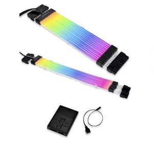 LIAN LI STRIMER PLUS V2 24 Pin and LIAN LI STRIMER PLUS V2 8 Pin Combo, Addressable RGB Power Extension Cable and Addressable RGB VGA Power Cable, Include Controller for L-Connect 3.0