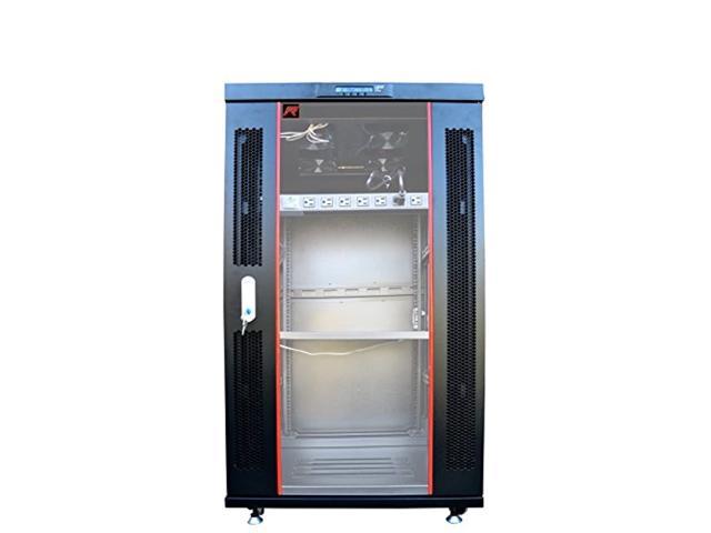 Server Rack - Locking Cabinet - Network Rack Cabinet Enclosure - 18U - Rack Mount - 32 Inch Deep - Server Cabinet - on Casters - Rack Shelf - Cooling Fan - Thermostat - Sysracks - SRF (SRF18.6.8)