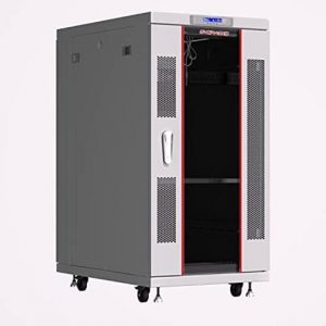 Sysracks 22U 35 Inch Deep Grey White Server Rack IT Network Data Rack Cabinet Enclosure Fully Lockable on Wheels – LCD Screen – Ventilation System – PDU – Glass Door – Rich Accessories Ki (SRF22.6.9G)