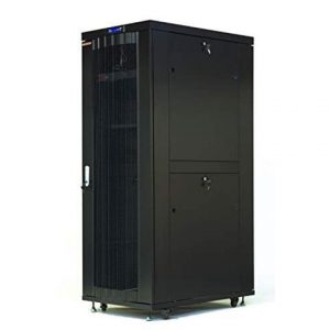 Server Rack 32U Network Enclosure Data Cabinet 32″ Deep Server Rack Vented Doors – Thermosystem – 4 Cooling Fans – 8-Way Power Strip – Shelf – Casters – Dust Tight Cable Entries – LCD Sc (SRF32.6.8-M)