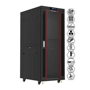 Sysracks Server Rack 42U Network Enclosure Data Cabinet Deep Server Rack – Thermosystem – 4 Cooling Fans – 8-Way Power Strip – Shelf – Casters – Dust Tight Cable Entries – LCD Screen (SRF42.6.10-M)