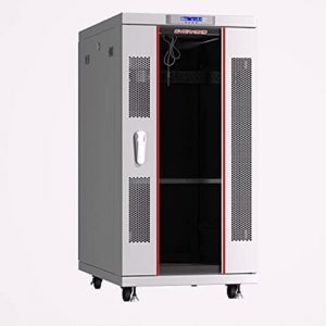 Sysracks 18U 35 Inch Deep Grey White Server Rack IT Network Data Rack Cabinet Enclosure Fully Lockable on Wheels – LCD Screen – Ventilation System – PDU – Glass Door – Rich Accessories Ki (SRF18.6.9G)
