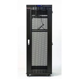 Sysracks Server Rack 22U Network Enclosure Data Cabinet Glass – Perforated Door It Rack – 32 inch Deep Server Rack – LCD Screen – Thermosystem – 4 Cooling Fans – PDU – Shelf – Casters – LCD Screen