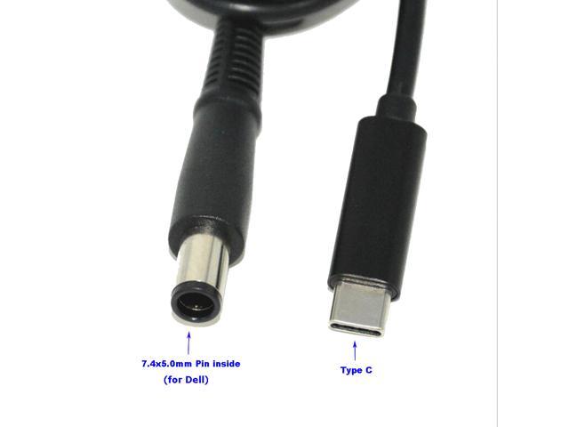 USB-C Type C to 7.4mm 5.0mm round Tip Charging Power Cable for Dell 65W 7.4mm*5.0mm round tip laptops