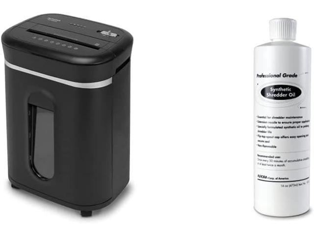 AU1460XA Anti-Jam 14-Sheet Crosscut Paper & SL16 Professional Grade Synthetic Shredder Oil, 16 Oz Flip-Top Leak Proof Bottle , Synthetic Shredder Oil 16 oz. Bottle