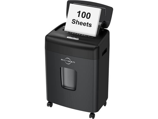 Paper Shredder, 100-Sheet Autofeed & 10-Sheet Manual Micro Cut Shredder Heavy Duty, P-4 High Security Paper/Credit Cards/Staples/Clips Shredder with 4 Casters, 6 Gals Bin