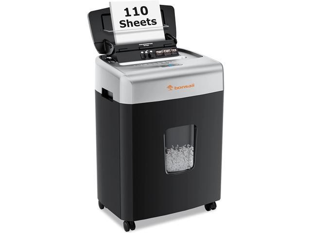 Paper Shredder for Office, 110-Sheet Autofeed & 12-Sheet Manual Micro Cut Heavy Duty Paper Shredder, P-4 Auto Feed Paper and Credit Card Shredder with 4 Casters, 6.1 Gal Transparent Bin C233-B