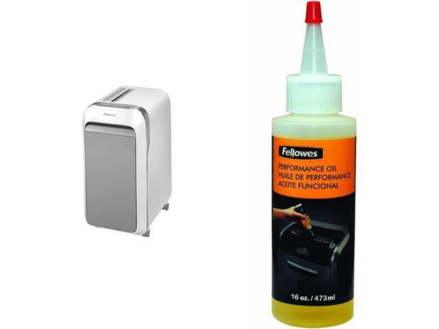 LX22M Powershred Micro Cut 20 Sheet Paper Shredder (White) (5263201) & Powershred Performance Shredder Oil, 16 oz. Extended Nozzle Bottle (3525010)