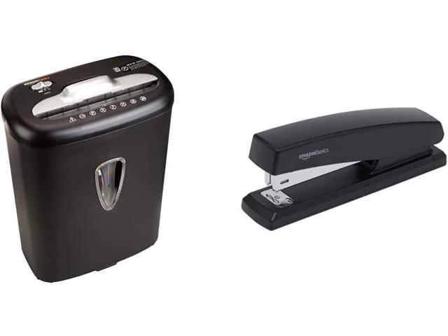 8 Sheet Cross Cut Shredder and Credit Card Shredder, 4.1 Gallon Carton and 10 Page Capacity, Non Slip, Office Stapler, 1000 Staplers, Black - 12 Pack