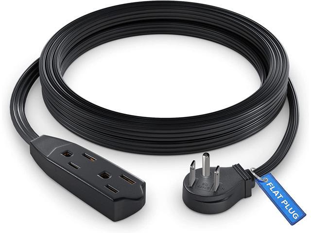 Extension Cord 6 Feet Flat Plug / Wire Multi Outlet - 3 Prong Angled Plug Extension Cord - Black