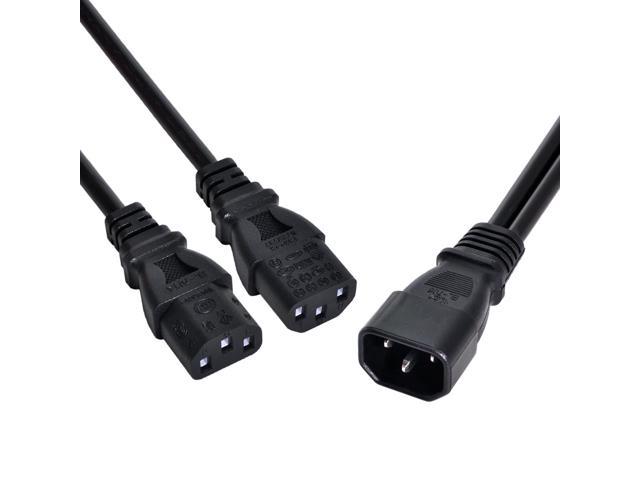 FVH Single C14 to Dual C13 5-13R Short Power Y Type Splitter Adapter Cable Cord PW-037