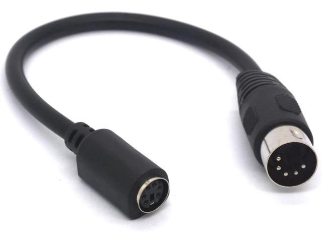 5 Pin DIN to PS/2 Cable Adapter, 5 Pin MIDI Male to 6 Pin Mini Din Female Adaptor for Mouser AT Keyboard