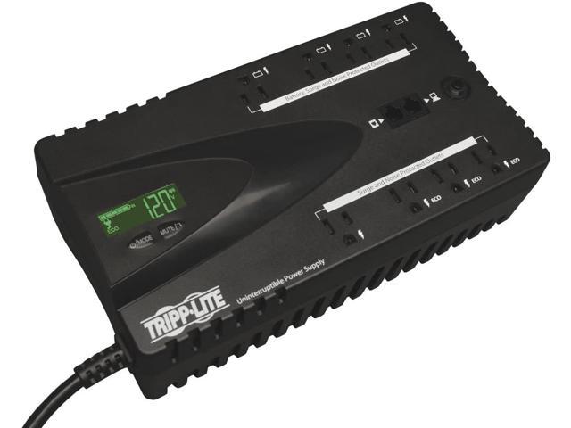 Tripp Lite 650VA UPS Battery Backup, LCD, 325W Eco Green, USB, RJ11, 8 Outlets, 3 Year Warranty & $100,000 Insurance (ECO650LCD), Black