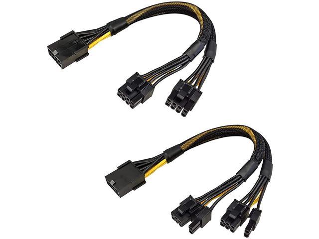 8 Pin Male to Dual 2X 8 Pin (6+2) Male PCI Express Power Adapter Cable 9cm Graphics Card PCI Express Power Adapter GPU VGA Y-Splitter Extension Cable Mining Video Card Power Cable 9 inches(Pack of 2)