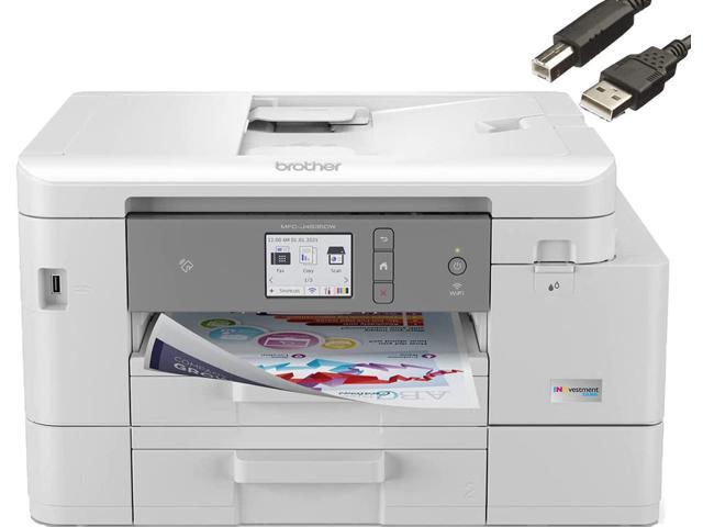Brother MFC-J4535DW INKvestment Tank All-in-One Color Inkjet Printer with NFC, Auto 2-Sided Printing, Print Scan Copy Fax, Built-in wireless, 4800 x 1200 dpi, White - Bundle with JAWFOAL Printer Cable
