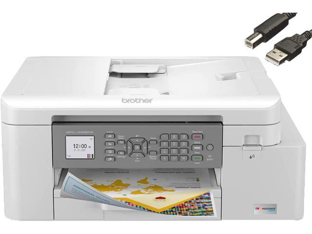 Brother MFC-J4335DW INKvestment Tank All-in-One Color Inkjet Printer, Print Scan Copy Fax, Auto 2-Sided Printing, Wireless Printing, 4800 x 1200 dpi, White - Bundle with JAWFOAL Printer Cable