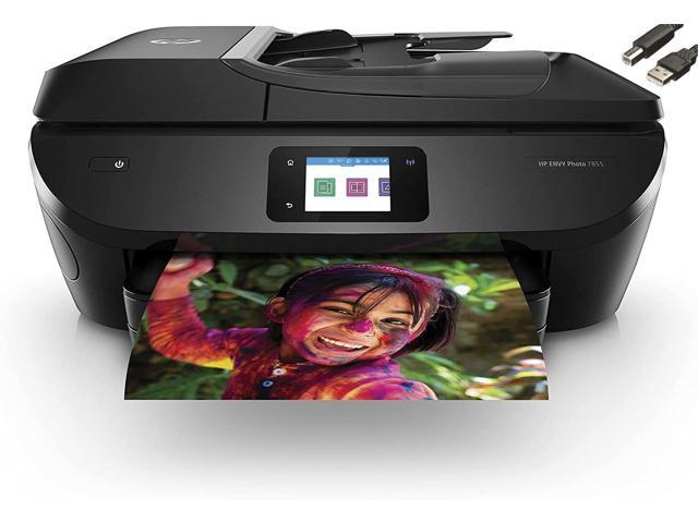 HP Envy Photo 7855 Printer Scanner Copier All in one with Wireless Printing, Color Inkjet Printer,4800 x 1200 dpi,2.65" CGD Touch Screen, Built-in Duplex Printing, Bundle with JAWFOAL Printer Cable