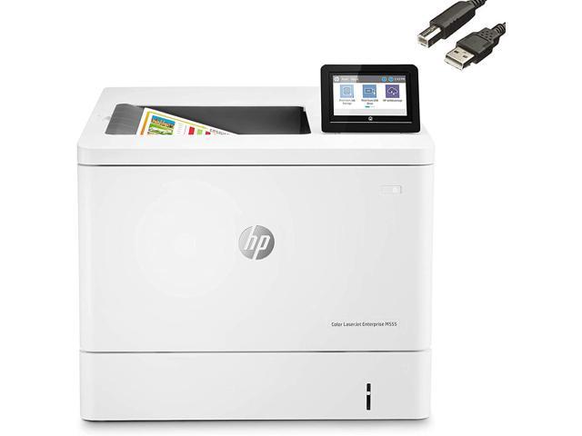 HP Color Laserjet Enterprise M555dn, Single Function Laser Printer, Auto Duplex Printing, 40ppm, 4.3" LCD Touchscreen, Print only, 2 Paper Trays, Cefesfy Printer Cable