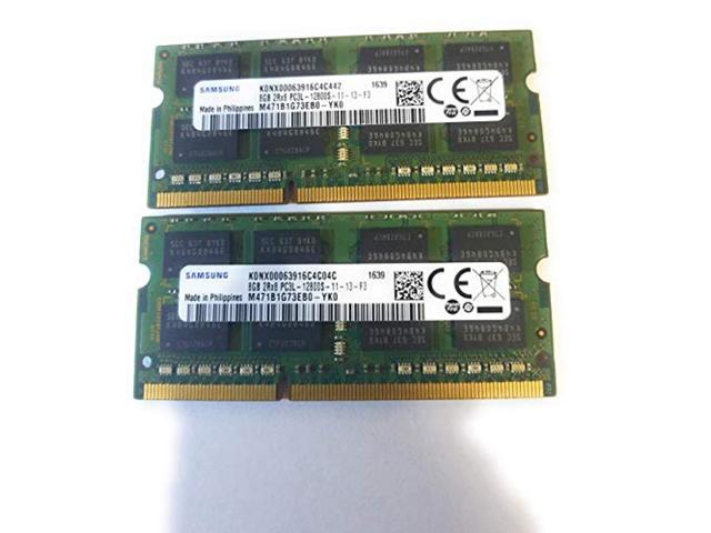 samsung 16gb (2 x 8gb) 204-pin sodimm, ddr3 pc3l-12800, 1600mhz ram memory module for laptops (m471b1g73eb0-yk0 x 2)
