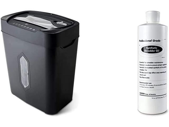 AU1230XA Anti-Jam 12-Sheet Crosscut Paper and Credit Card Shredder with 5.2-Gallon Wastebasket & SL16 Professional Grade Synthetic Shredder Oil, 16 Oz Flip-Top Leak Proof Bottle