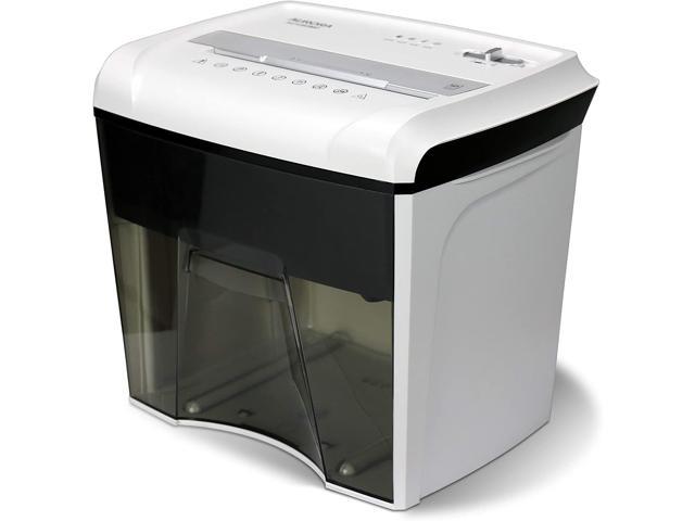 AU1285MD Compact Desktop-Style High Security 12-Sheet Micro-Cut Paper and CD/Credit Card/Junk Mail Pullout Basket Shredder, White/Black