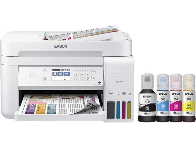 Epson EcoTank ET-3760 Wireless Color All-in-One Cartridge-Free Supertank Printer with Scanner, Copier and Ethernet, Regular