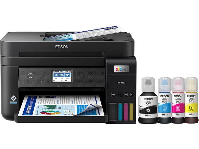 Epson EcoTank ET-4850 Wireless All-in-One Cartridge-Free Supertank Printer with Scanner, Copier, Fax, ADF and Ethernet  The Perfect Printer for Your Office - Black