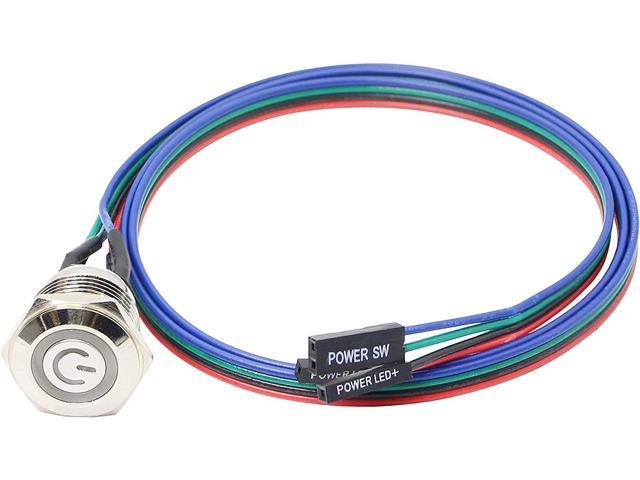 Chassis Switch Host Metal Button Computer Host Switch Cable PC Case LED Power Button ATX Supply On/Off for DIY Computer Switch 60cm - 1pcs (16mm)