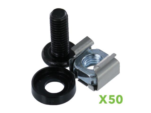 NavePoint M6 Cage Nuts & Screws for Server Shelves Cabinets - 50 Pk Rack Mount