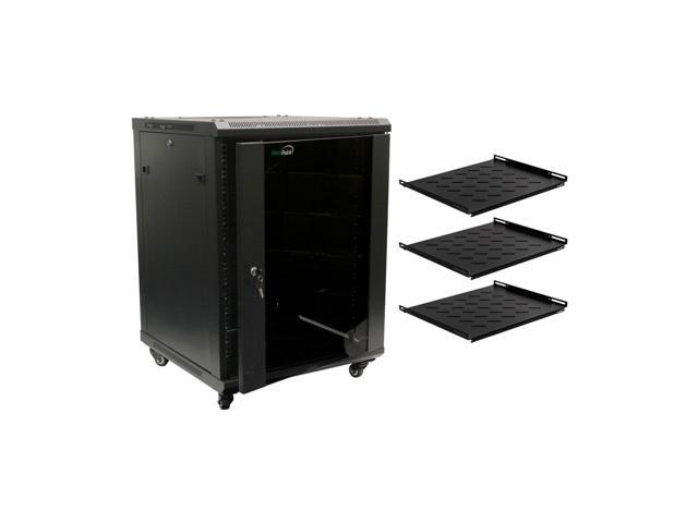 Navepoint 15U Networking Cabinet 600mm Depth - Casters, Shelves, Fans