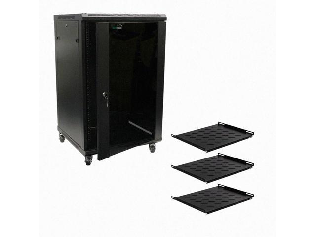 Navepoint 18U Audio Video A/V Cabinet 600mm Depth - Casters, Shelves, Fans
