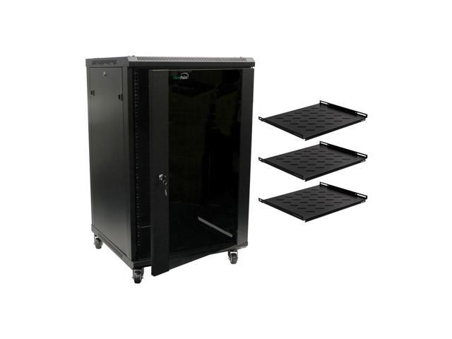 Navepoint 18U Networking Cabinet 600mm Depth - Casters, Shelves, Fans