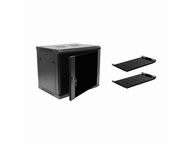 Navepoint 9U Wallmount Networking Cabinet 450mm Depth with Shelves, Fans