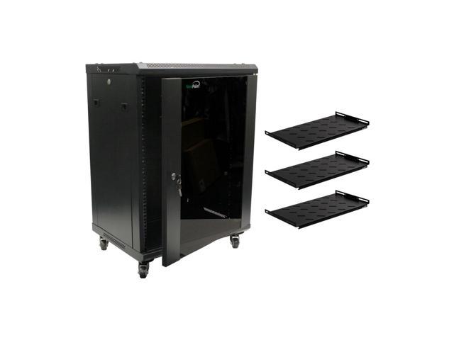 Navepoint 15U Networking Cabinet 450mm Depth - Casters, Shelves, Fans