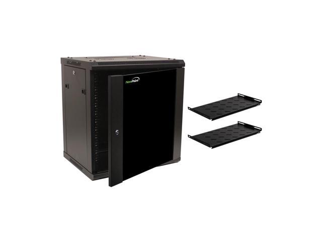 Navepoint 12U Wallmount Networking Enclosure 450mm Depth with Shelves, Fans