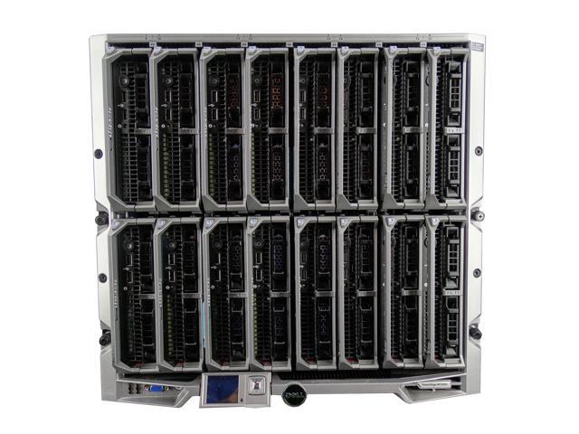 Dell PowerEdge M1000e Chassis with 8x M630 Blade Server, Per Blade (2x Xeon E5-2680 V3 2.5GHz 12 Core, 16GB DDR4 Memory, S130 RAID, 2x 1TB 7.2K SATA 2.5 Drives, 10GbE), 6x 2700W PSUs, Rails