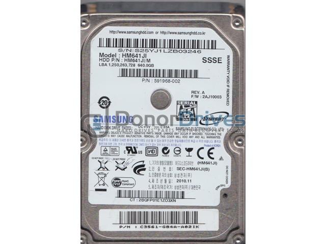 HM641JI, HM641JI/M, FW 2AJ10003, SSSE, Samsung 640GB SATA 2.5 Hard Drive