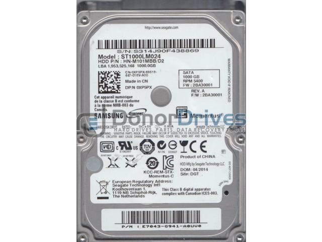 ST1000LM024, HN-M101MBB/D2, FW 2BA30001, Samsung 1TB SATA 2.5 Hard Drive