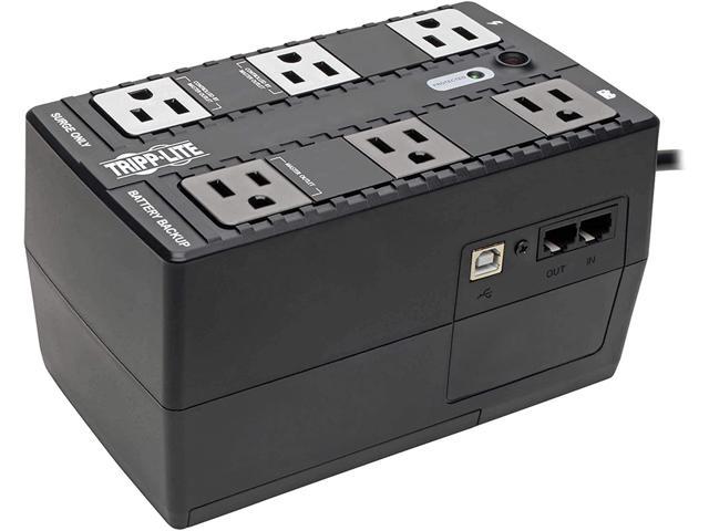 Tripp Lite 350VA UPS Battery Backup, 180W Eco Green, USB, RJ11, 6 Outlets (ECO350UPS), Black