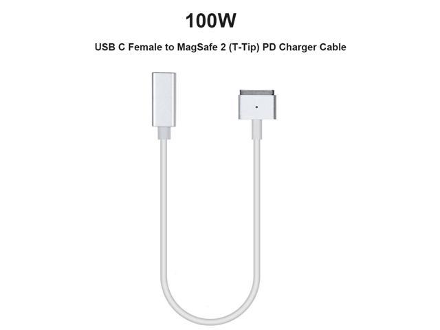 100W USB C Type C Female to Magsafe 2 T-Tip Power Adapter PD Charger Cable for Apple MacBook Pro 13inch 15in 17inch with Retina Display ((Mid 2012 & After) A1398 A1424 MD506LL/A