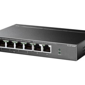 TP-Link 6 Port Fast Ethernet 10/100Mbps PoE Switch | 4 PoE+ Ports @ 67W | Plug & Play | Sturdy Metal w/Shielded Ports | Limited Lifetime Protection | Extend Mode | Priority Mode (TL-SF1006P)