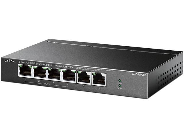 TP-Link 6 Port Fast Ethernet 10/100Mbps PoE Switch | 4 PoE+ Ports @ 67W | Plug & Play | Sturdy Metal w/Shielded Ports | Limited Lifetime Protection | Extend Mode | Priority Mode (TL-SF1006P)