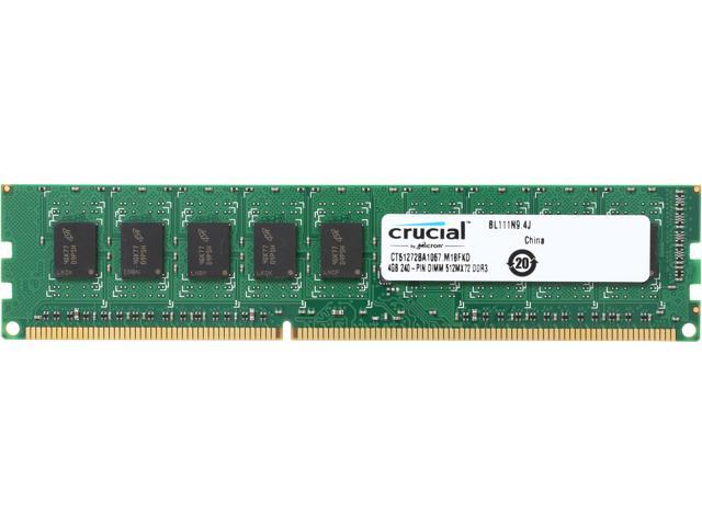 Crucial 4GB 240-Pin DDR3 SDRAM ECC Unbuffered DDR3 1066 (PC3 8500) Desktop Memory Model CT51272BA1067